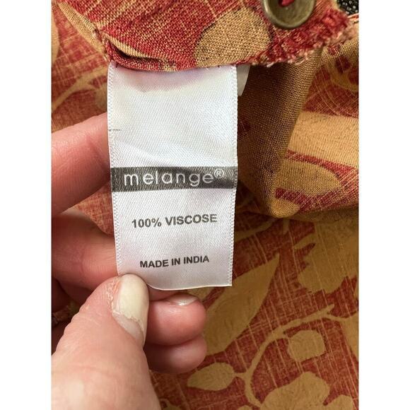 Melange Dress, Orange, Floral, Lightweight, Large, Pockets - Picture 8 of 15